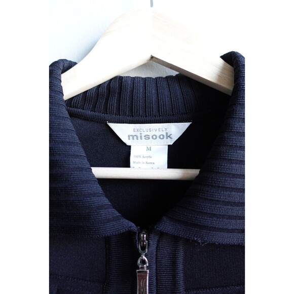Exclusively Misook Black Zip Up Cardigan Sweater Size Medium - Picture 2 of 4